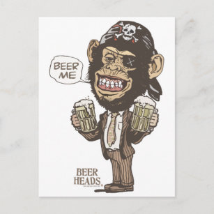 Beer Me Chimp Pirate by Mudge Studios Postcard