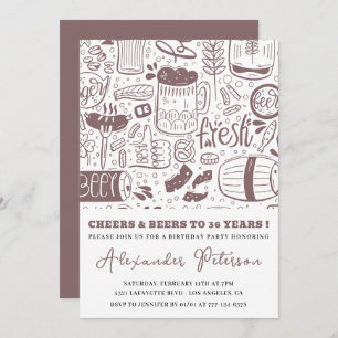 Beer Men Vintage Rustic Drinks 36th birthday Invitation