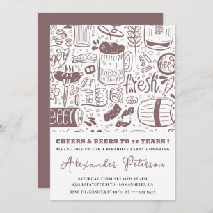 Beer Men Vintage Rustic Drinks 37th birthday Invitation