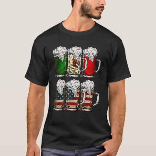 Beer Mexican American Flag Cinco de Mayo Men Drink T_Shirt