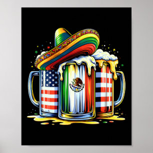 Beer Mexican Usa Flag Cinco De Mayo Drinking Party Poster