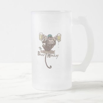 Beer Monkey Frosted Glass Beer Mug by mudgestudios at Zazzle