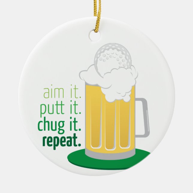 Beer Mug And Golf Ceramic Ornament (Front)
