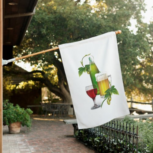 Beer mug bottle hops and a glass of wine house  house flag