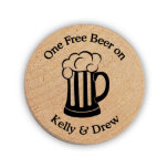 Beer Mug Drink Token Wooden Nickels<br><div class="desc">Our personalized wooden nickel drink tokens make an eco-friendly decoration that your guests can keep to remember your special day! They’re the perfect addition to a bridal shower, wedding reception, and so much more. Use them as redeemable tokens by giving each guest a free drink at the bar, a song...</div>