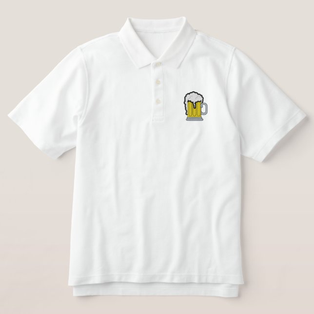 Beer Mug Embroidered Polo Shirt (Design Front)
