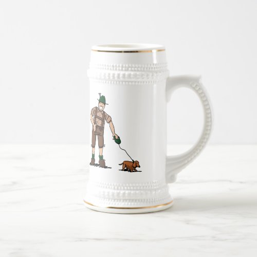 Beer Mug Happy Lederhosen Man Dachshund