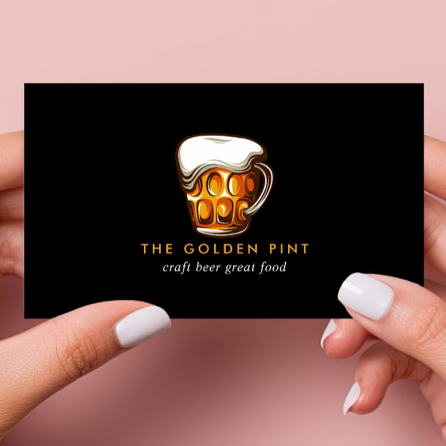Beer Mug Logo Brewery Bar Business Card (Creator Uploaded)