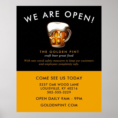 Beer Mug Logo Brewery Bar Business Reopening Poster