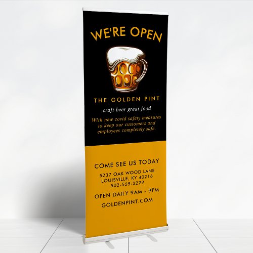 Beer Mug Logo Brewery Bar Business Reopening Retractable Banner