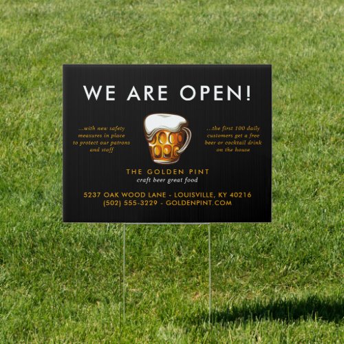 Beer Mug Logo Brewery Bar Business Reopening Sign