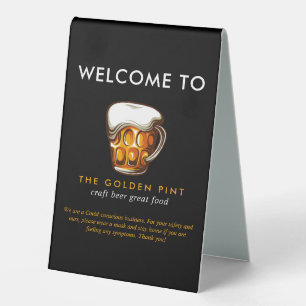 Beer Mug Logo Brewery Bar Reopening Safety Welcome Table Tent