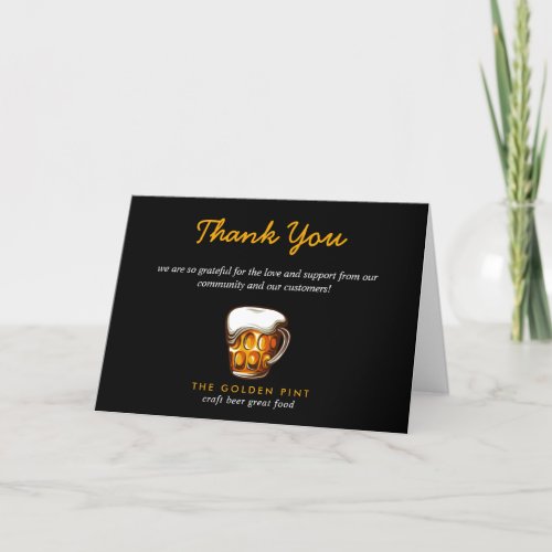 Beer Mug Logo Brewery Bar Reopening Thank You Card