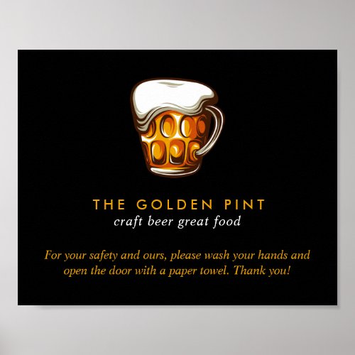 Beer Mug Logo Brewery Bar Wash Your Hands Bathroom Poster