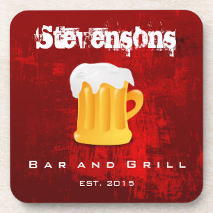 Beer Mug on Dark red Grunge Background Drink Coaster