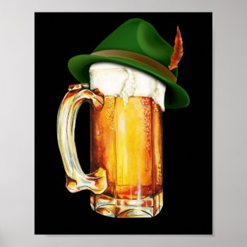 Beer Mug Wearing German Hat Oktoberfest Poster by Andre_Store at Zazzle