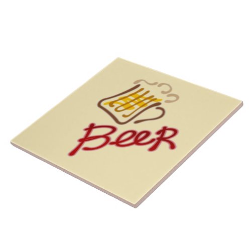 Beer mug with beer and foam ceramic tile