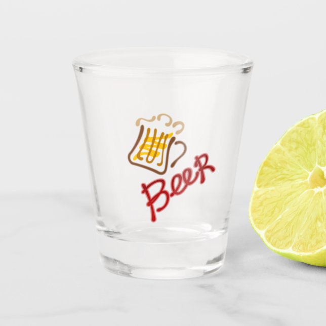 Beer mug with beer and foam shot glass (Front)