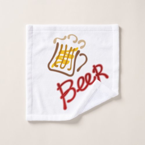 Beer mug with beer and foam wash cloth