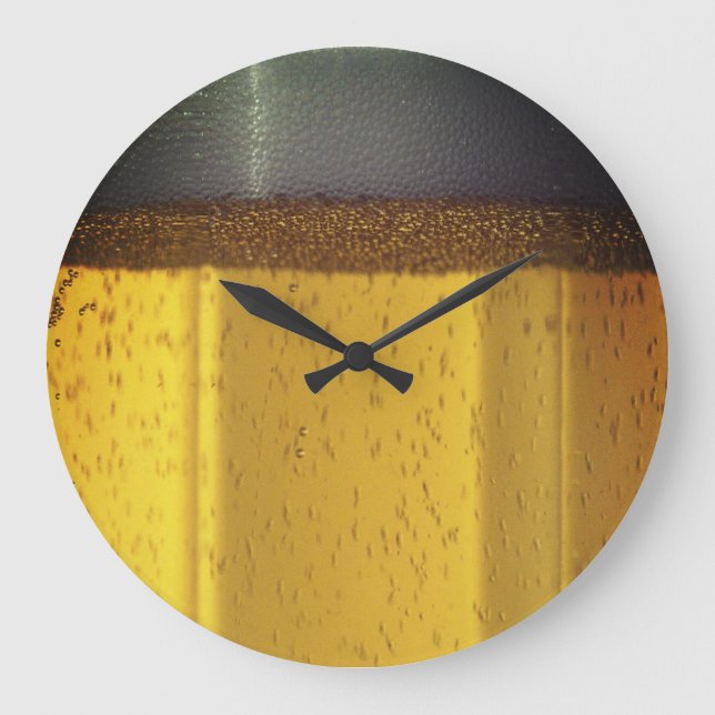 Beer Mug with Bubbles and Foam Large Clock (Front)