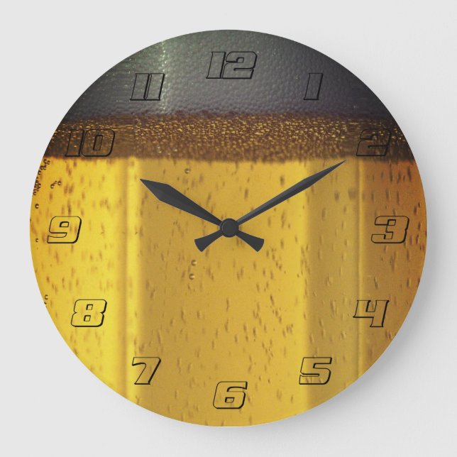 Beer Mug with Bubbles and Foam Large Clock (Front)