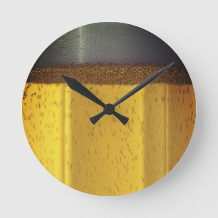 Beer Mug with Bubbles and Foam Round Clock