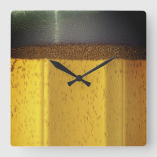 Beer Mug with Bubbles and Foam Square Wall Clock