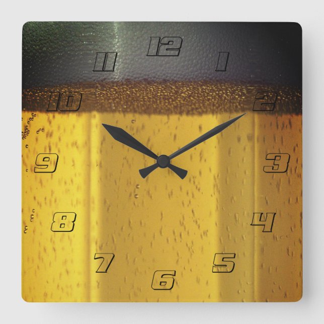 Beer Mug with Bubbles and Foam Square Wall Clock (Front)