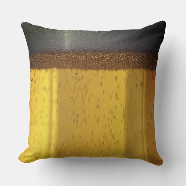 Beer Mug with Bubbles and Foam Throw Pillow (Front)