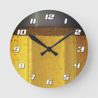 Beer Mug with Bubbles and Foam with Numbers Round Clock