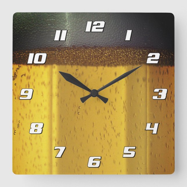 Beer Mug with Bubbles and Foam with Numbers Square Wall Clock (Front)