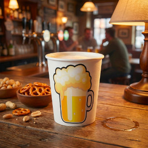 Beer Mug with Frothy Foam Paper Cups
