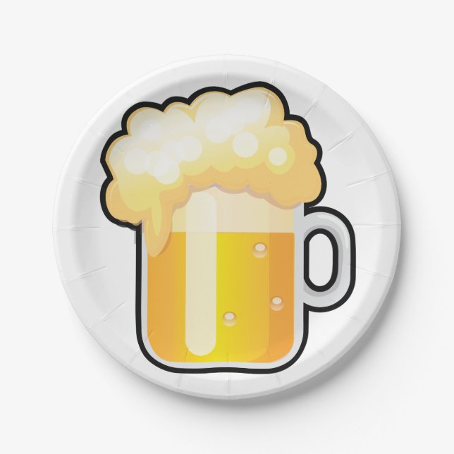Beer Mug with Frothy Foam Paper Plates (Front)