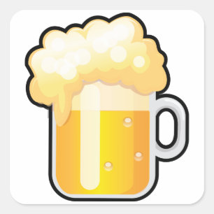Beer Mug with Frothy Foam Square Sticker