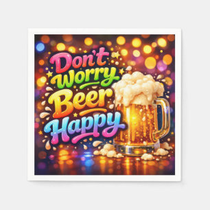 Beer Mug With Neon Rainbow Quote Napkins