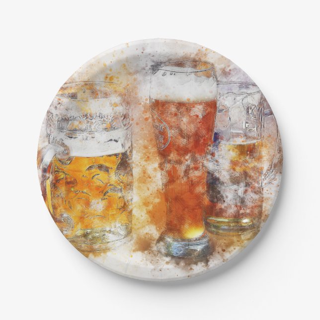 Beer Mugs Paper Plates (Front)