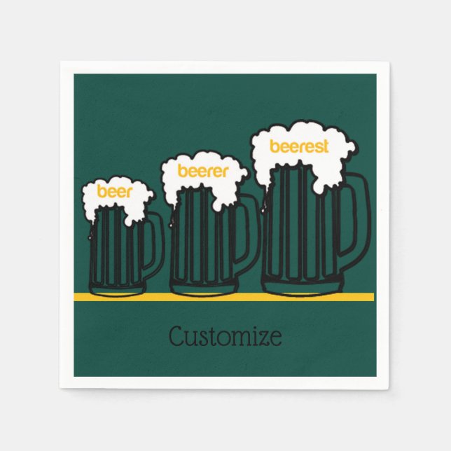Beer Mugs Personalized Party Napkins (Front)