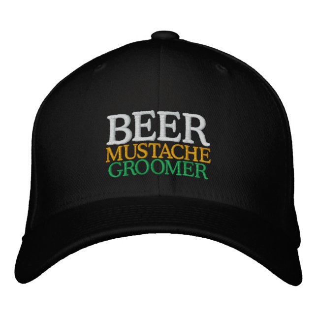 BEER MUSTACHE GROOMER EMBROIDERED BASEBALL HAT (Front)