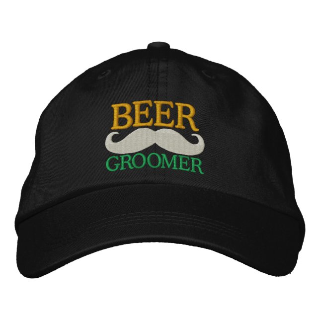BEER MUSTACHE GROOMER EMBROIDERED BASEBALL HAT (Front)