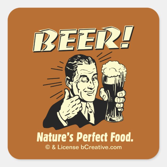 Beer: Nature's Perfect Food Square Sticker (Front)