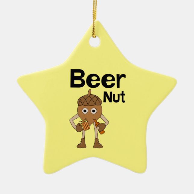 Beer Nut Text Ceramic Ornament (Front)