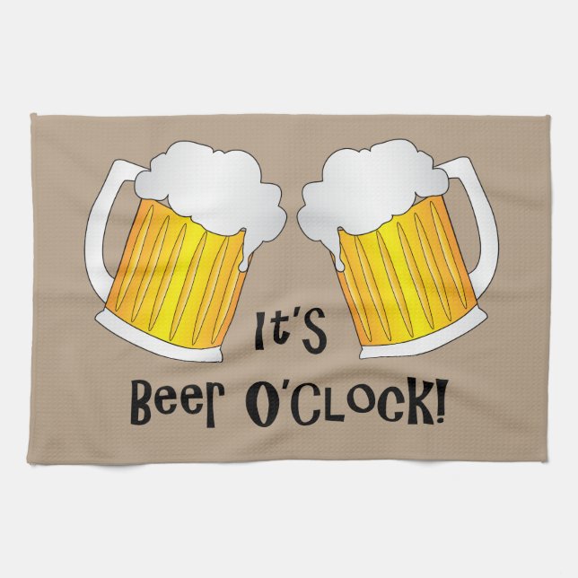 Beer O'Clock Funny Birthday Party BBQ Towel (Horizontal)