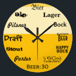 Beer O'Clock Large Clock<br><div class="desc">Time for beer... </div>