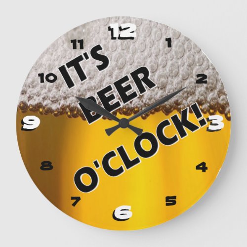 Beer Oclock Somewhere Large Clock