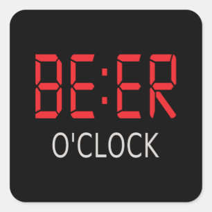 Beer o'clock square sticker