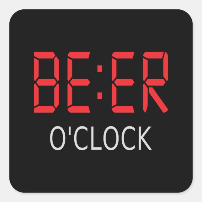 Beer o'clock square sticker (Front)