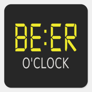 Beer o'clock square sticker