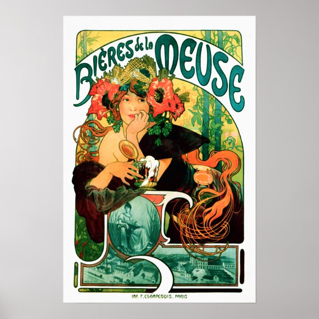 Beer of the Meuse Alphonse Mucha Fine Art Poster (Front)
