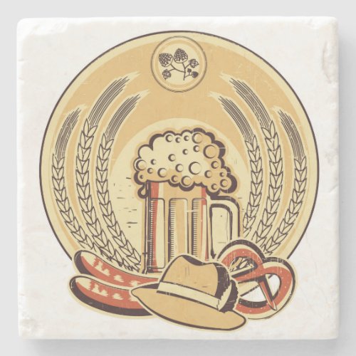 Beer Oktoberfest Label Vintage Graphic Stone Coaster