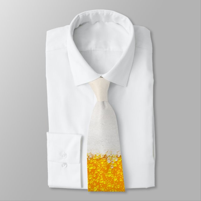 Beer On Tap Alcohol Bubble Drinker Necktie Design (Tied)